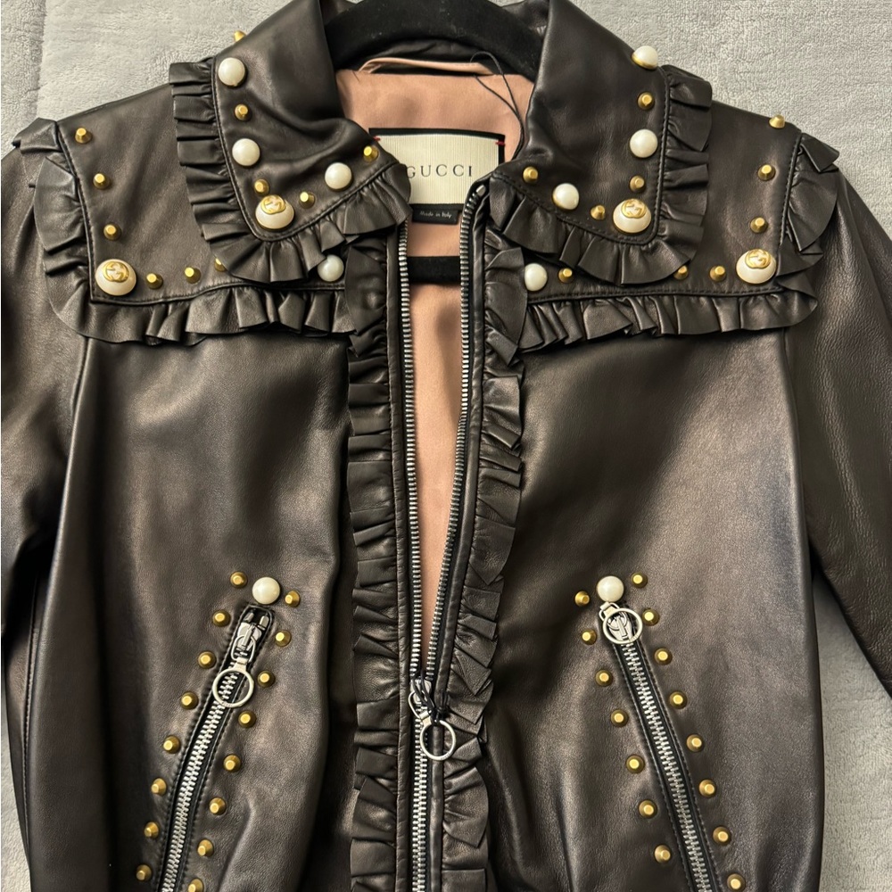 Gucci Leather Bomber Jacker